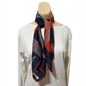 Nautical Signed Leonardi Venezia Fashion Scarf  Made Italy Patriotic Vintage